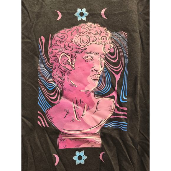 Artist-Signed Black Cotton Graphic T-Shirt Medium “Bust Sculpture” Print - Picture 1 of 5